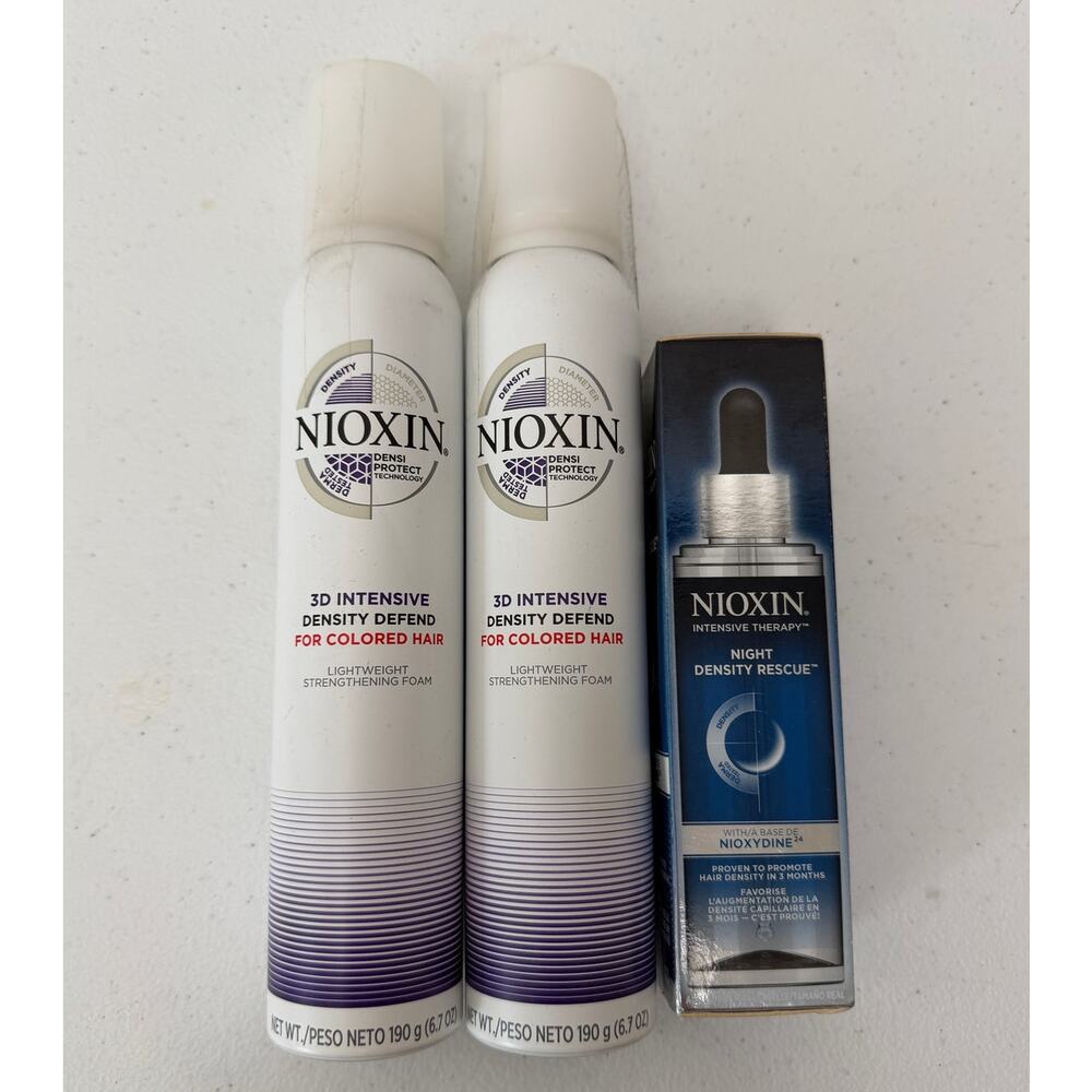 NEW Nioxin 3D Density Defend Foam X2 + Night Density Rescue Set